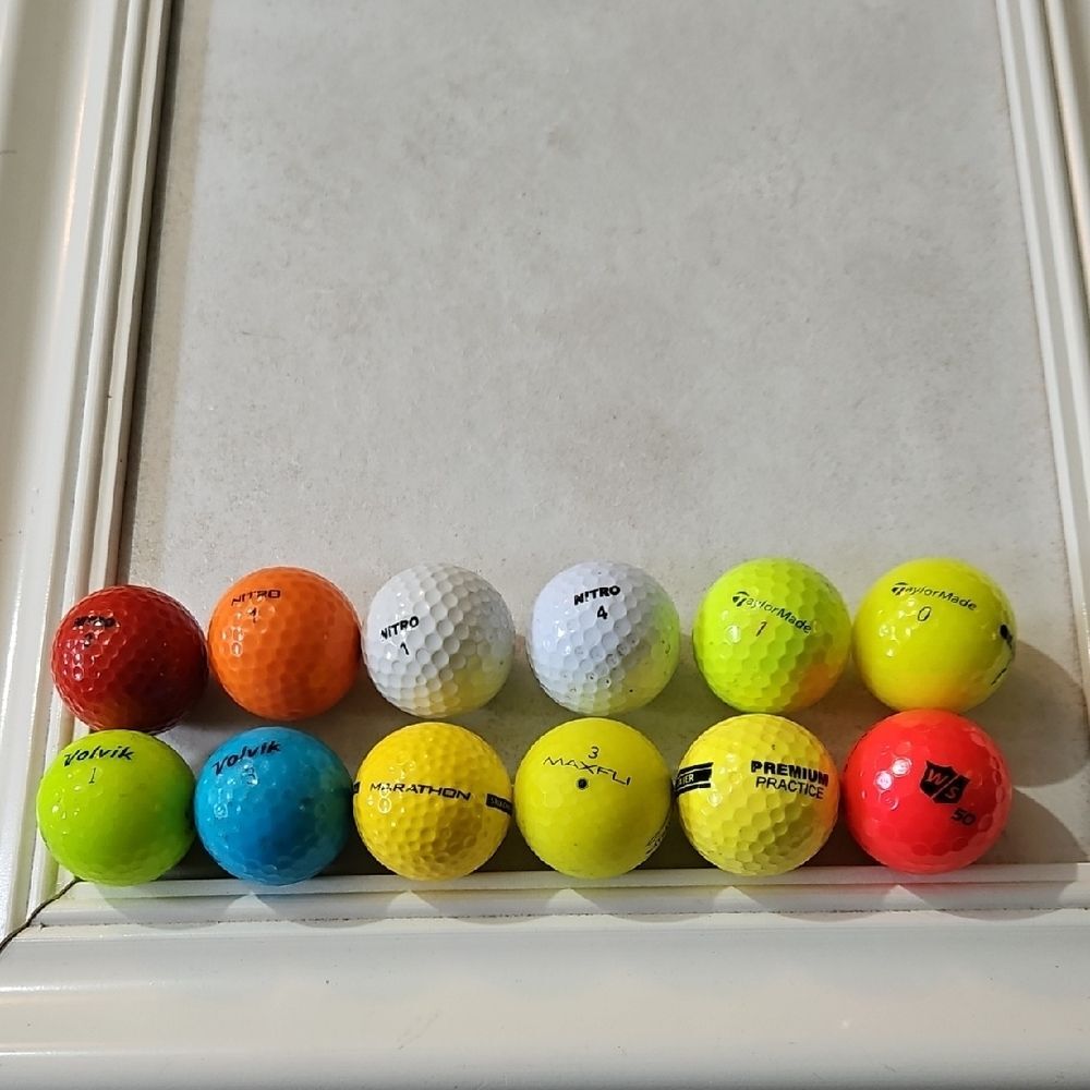 Assorted Golf Ball Lot (12) - TaylorMade, Volvik, Nitro, Maxfli & More